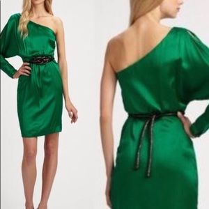 TrinaTurk   emerald green one shoulder dress